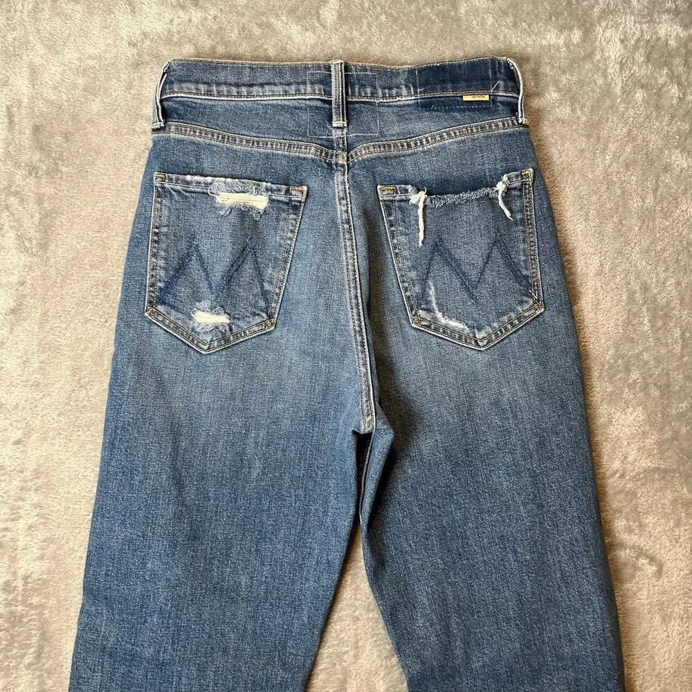 MOTHER Superior High Waisted Study Hover Jeans 26 Distressed Effortless Chic - Picture 3 of 10